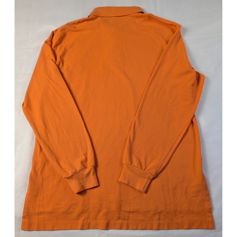 Polo Ralph Lauren Mens LT Tall Long Sleeve Polo Shirt Orange Green Pony Logo - Picture 2 of 12
